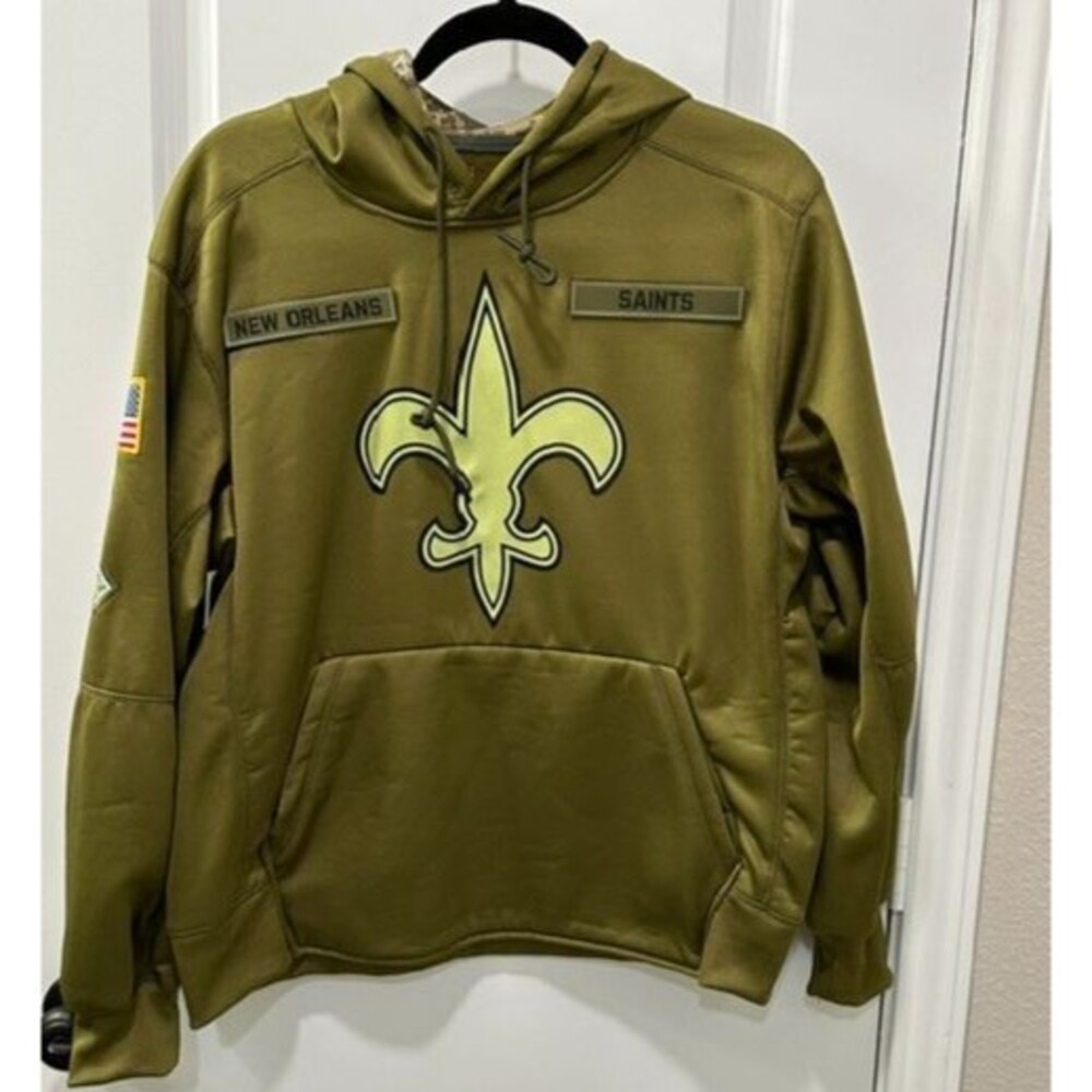 NWOT Nike NFL New Orleans Saints Salute to Service Therma Hoodie Mens M Olive